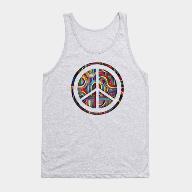 Colorful Abstract Peace Symbol Tank Top by AlondraHanley